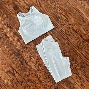 Lululemon Set: Align V-waist Leggings with Everlux High-Neck Bra in powder blue